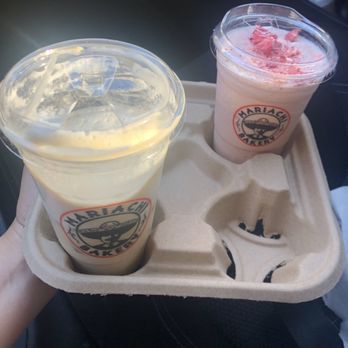 Mariachi Bakery - Half empty cafe de olla w/foam and fresas con crema frappe (no whip). - Bakeries Near Me - Downey, California Mariachi Bakery - Half empty cafe de olla w/foam and fresas con crema frappe (no whip). - Bakeries Near Me - Downey, California