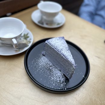 Prince Tea House - Purple Yam Mille Crepe Cake - Desserts Near Me - Brooklyn, New York Prince Tea House - Purple Yam Mille Crepe Cake - Desserts Near Me - Brooklyn, New York