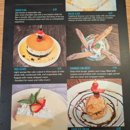 Dessert menu, the tres leches was not too sweet and great with the strawberry