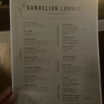 Dandelion Cafe and Bakery - menu - Coffee & Tea Near Me - Tucson, Arizona