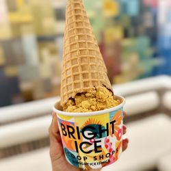 Bright Ice - Pumpkin toffee with a Waffle Cone
