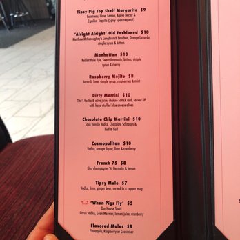 The Tipsy Pig - Signature cocktail menu - Lounges Near Me - Omaha, Nebraska