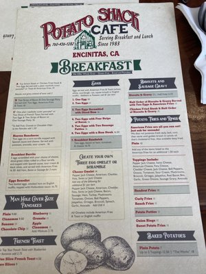 Menu photo 3 Potato Shack Cafe Encinitas, CA
