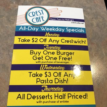 Crest Cafe - Specials - Cafes Near Me - San Diego, California