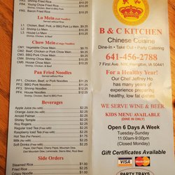 B & C Kitchen - Menu (As of 7/12/19)