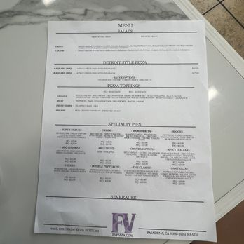 Fuji & Vi's - Menu 8/10/23 - Pizza Near Me - Pasadena, California