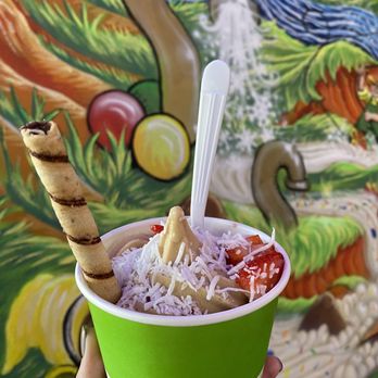Twisty Treats - Mocha and raspberry with coconut, strawberries, and cookie straw - Ice Cream & Frozen Yogurt Near Me - Rockwall, Texas Twisty Treats - Mocha and raspberry with coconut, strawberries, and cookie straw - Ice Cream & Frozen Yogurt Near Me - Rockwall, Texas