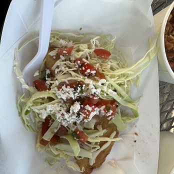 Taco Mesita - Quesadilla Dorada it's like an empanada but made with masa. Veggie filled. - Tacos Near Me - Tustin, California Taco Mesita - Quesadilla Dorada it's like an empanada but made with masa. Veggie filled. - Tacos Near Me - Tustin, California