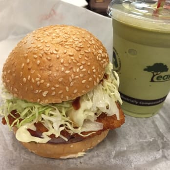 Katsu Burger - Green tea shake and regular burger - Burgers Near Me - Seattle, Washington
