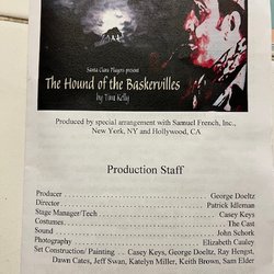 Santa Clara Players - Program for "The Hound of the Baskervilles"