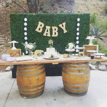 Platinum Prop House - Hedge Wall and Barrel Table - Party Equipment Rentals Near Me - Gardena, California