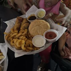 Kozy Lounge - Bacon Cheeseburger with curly fries  10 Mile Burger
