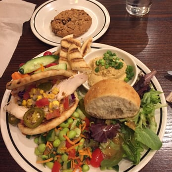 Corner Bakery Cafe - Trio plate with flat bread sandwich, hummus and edamame salad - Cafes Near Me - Bowling Green, Kentucky Corner Bakery Cafe - Trio plate with flat bread sandwich, hummus and edamame salad - Cafes Near Me - Bowling Green, Kentucky