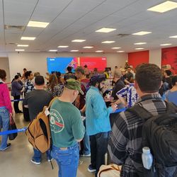 Thrifty Car Rental - 50+ folks in line, only ONE service rep.