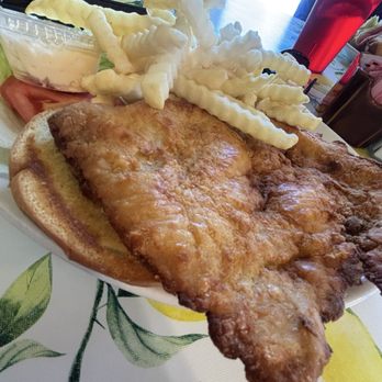 Luella's Cafe - This the hand breaded pork tenderloin sandwich - Coffee & Tea Near Me - Falls City, Nebraska
