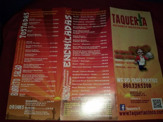 Menu photo 5 Taqueria Cinco Groton, CT