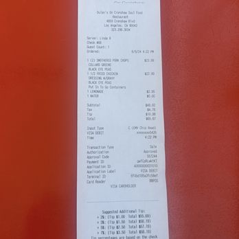Dulan's On Crenshaw - The receipt - Soul Food Near Me - Los Angeles, California Dulan's On Crenshaw - The receipt - Soul Food Near Me - Los Angeles, California