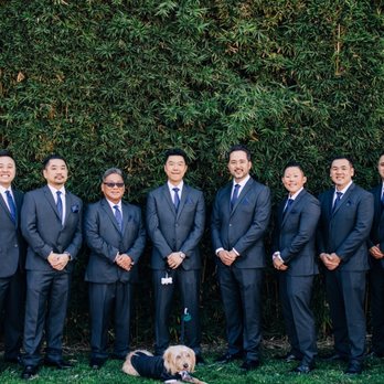 San's Suit Outlet - Full Attire from Sans: Steel Grey Suits with Navy Ties - Men's Clothing Near Me - Downey, California