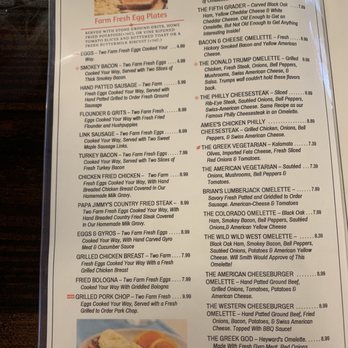 Kendall’s Grill - First page of the breakfast menu - Burgers Near Me - Greenville, South Carolina