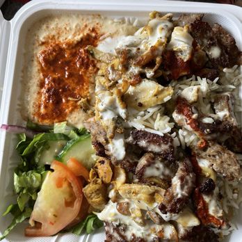 Shawarma Cafe - Combo plate. Chicken little fatty but flavorful. - Mediterranean Near Me - Vancouver, British Columbia