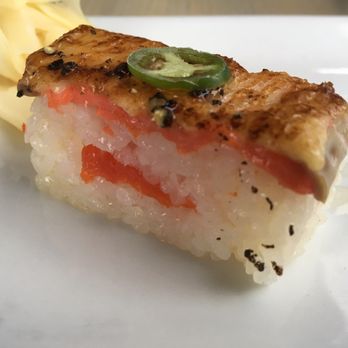 Miku - Salmon Oshi Sushi. As good as it looks. - Japanese Near Me - Vancouver, British Columbia