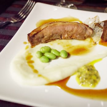 Bustronome - Fillet of ducking, potato puree, roasted aubergine and passion fruit. - French Near Me - Paris, 75