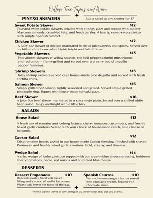 Menu photo 2 Willow Tree Tapas & Wine Prescott, AZ