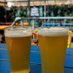 The Bath Brew House - On the beer garden patio with a couple of pints