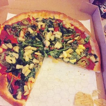 A Pizza Mart - Thin crust, no cheese, pineapples, jalapeños and spinach - mmmmmmm so so good!!! - Italian Near Me - Seattle, Washington
