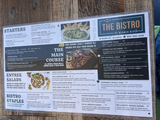 Menu photo 1 The Bistro at Blanco River Blanco, TX