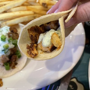Dead Dog Saloon - Tiny filling in mahi mahi taco - Seafood Near Me - Murrells Inlet, South Carolina Dead Dog Saloon - Tiny filling in mahi mahi taco - Seafood Near Me - Murrells Inlet, South Carolina