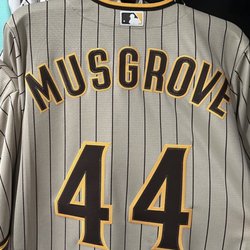 Lids - From Lids Fanatics store. Spacing very off on everything. Name too wide, numbers too far below name, space between the 4s is too far.