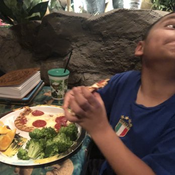 Rainforest Cafe - Kids Pizza and broccoli - American Near Me - Ontario, California Rainforest Cafe - Kids Pizza and broccoli - American Near Me - Ontario, California