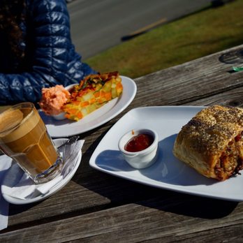 Sandfly Cafe - Sausage cylinder, egg triangular prism, hot smoked salmon magic orb, latte fuzz - Cafes Near Me - Te Anau, STL Sandfly Cafe - Sausage cylinder, egg triangular prism, hot smoked salmon magic orb, latte fuzz - Cafes Near Me - Te Anau, STL