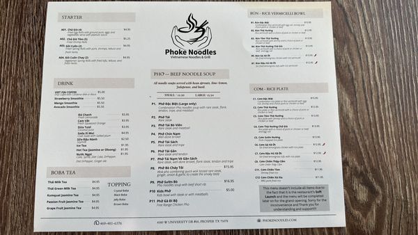 Menu photo 3 Phoke Noodles & Grill Prosper, TX