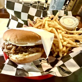 The Rock Inn - The small Tr-Tip Sandwich, served with Fries. - American Near Me - Lake Hughes, California