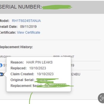 Central Air Solutions - Warranty history showing Carlos got part replaced under warranty, yet lied and charged my mom for the part - Heating & Air Conditioning/HVAC Near Me - Pembroke Pines, Florida