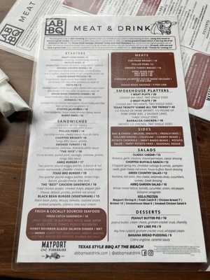Menu photo 1 ABBQ Atlantic Beach, FL
