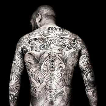 AoD - Backpiece character and background artwork by tattooer ESPI - Tattoo Near Me AoD - Backpiece character and background artwork by tattooer ESPI - Tattoo Near Me