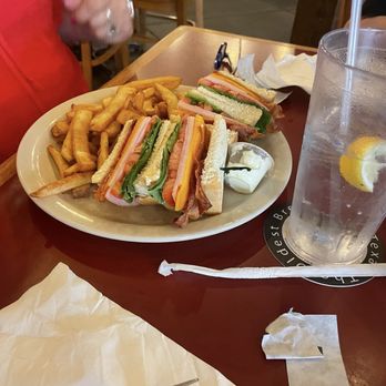 Fredericksburg Brewing - Club sandwich with fries - Breweries Near Me - Fredericksburg, Texas