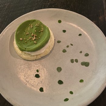 Dirt Candy - whipped grits, caramel apple, mustard greens sorbet - Vegetarian Near Me - New York, New York Dirt Candy - whipped grits, caramel apple, mustard greens sorbet - Vegetarian Near Me - New York, New York