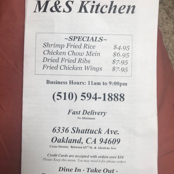 M & S Kitchen - Menu - Chinese Near Me - Oakland, California