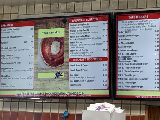 Menu photo 2 Tops Burgers Pasadena, CA