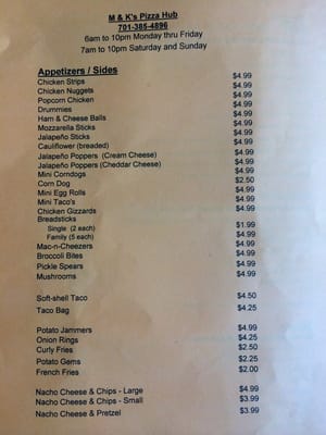 Menu photo 1 M&K's Pizza Hub Kenmare, ND Menu photo 1 M&K's Pizza Hub Kenmare, ND
