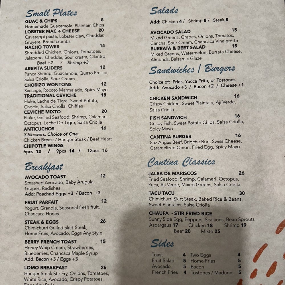Cantina 33 - Brunch Menu - Peruvian Near Me - Ridgewood, New York