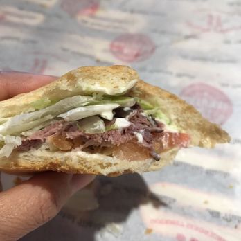 Jimmy John's - This was the amount of roast beef on my sandwich. Literally like 2 thin slices in between sad lettuce and mushy tomato. - Sandwiches Near Me - Valencia, California Jimmy John's - This was the amount of roast beef on my sandwich. Literally like 2 thin slices in between sad lettuce and mushy tomato. - Sandwiches Near Me - Valencia, California