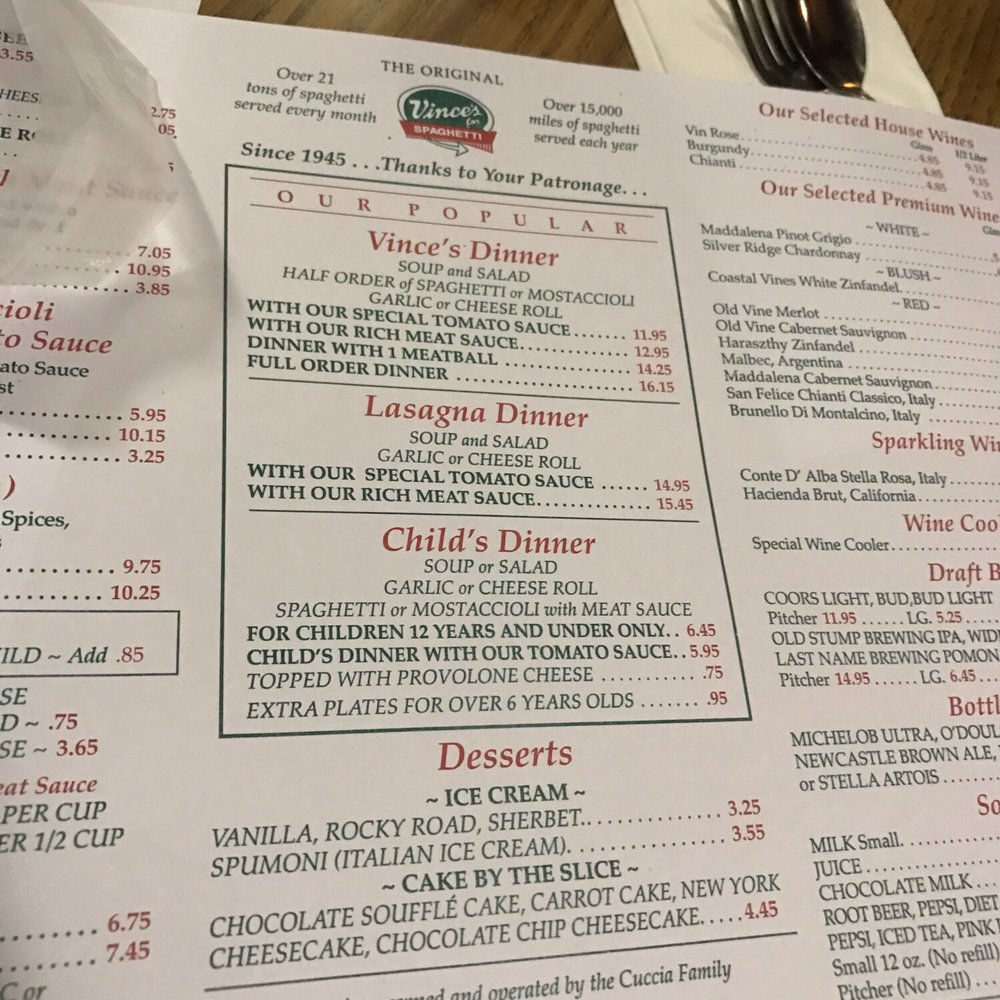 Vince's Spaghetti - Italian Near Me - Ontario, California Vince's Spaghetti - Italian Near Me - Ontario, California
