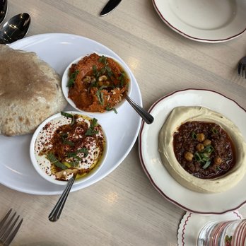 Safta - Lamb ragu hummus, Muhammara, whipped feta, fresh pita - Middle Eastern Near Me - Denver, Colorado Safta - Lamb ragu hummus, Muhammara, whipped feta, fresh pita - Middle Eastern Near Me - Denver, Colorado