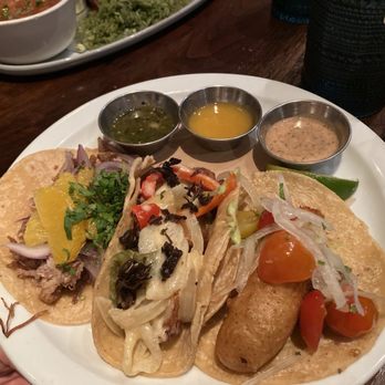 SAUSAL - Potato Rajas Taco, Pork Carnitas Taco & Crispy Fish Taco - Mexican Near Me - El Segundo, California
