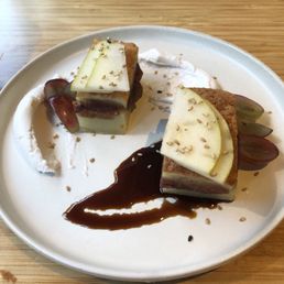 Dining month dessert - mochi butter cake with anko and pear Dining month dessert - mochi butter cake with anko and pear
